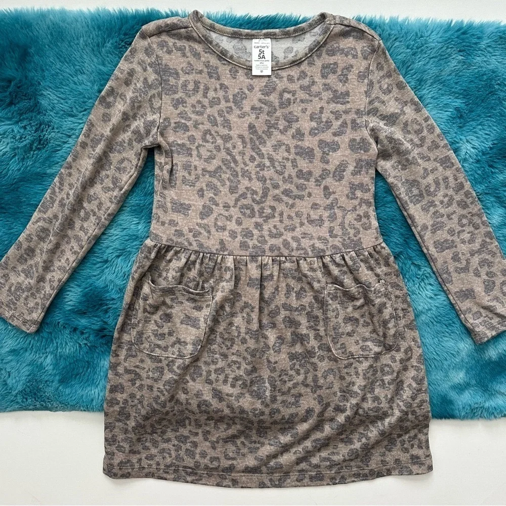 Carter's Brown Leopard Print Kids Dress Size 5T